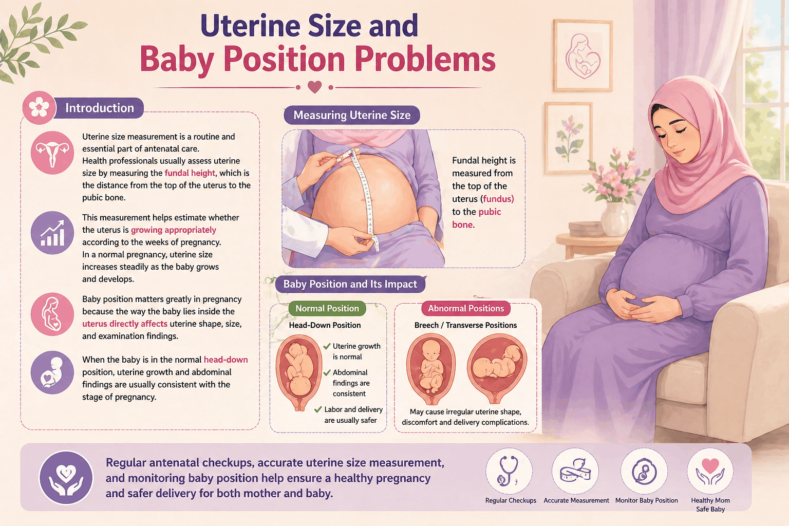 Uterine size and baby position problems